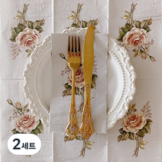 오릴리 파티 플라워 센티폴리오 로즈 접대용 디자인 종이 냅킨, 2세트, 20개입, L40cm