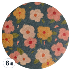 럭키세븐 티코스터 규조토 패브릭 코스터 컵받침 논슬립, 6개, 블루밍플라워