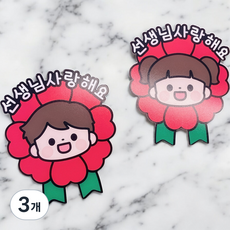 디아나로웰 카네이션 토퍼 브로치 스승의날, 선생님사랑해요, 3개, 여자아이