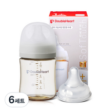 더블하트 모유실감 3세대 오후의베이지 160ml 싱글팩(젖병+젖꼭지 S), 6세트, 오후의베이지 (S)