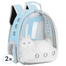 우아지오 반려동물 투명 외출가방 우주선 백팩, 2개, 민트