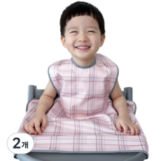 벨베이비 식탁일체형 방수 턱받이 나시 부분커버, (리뉴얼)핑크 체크, 2개, 1개입