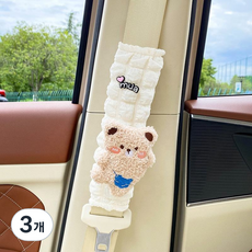 롤링페이퍼 무아곰 턱쓸림 방지 차량용 안전벨트 커버, 브라운, 3개