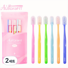 오로라핏 국산 이중 초극세모 칫솔, 2세트, 6개입