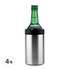 빈아미고 아이스리스 소주 칠러 355ml 캔맥주 스텐 보냉 쿨러, 4개, 클래식블랙