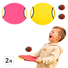 맘스픽 바운싱패드 쿠쉬볼 세트 캐치 원반 스포츠 야외놀이 바운스패드, 2개, 핑크+옐로우
