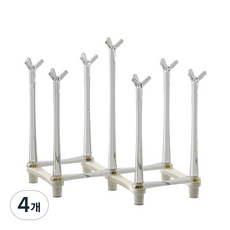 Werra 주방용 배수형 컵 건조대 텀블러 홀더 다용도 거치대, 4개, 크림 화이트