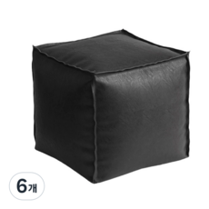 [소중한가족] 채워서 사용하는 수납 쿠션 스툴, 6개, 블랙