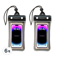 롤링페이퍼 물에 뜨는 휴대폰 방수팩 4중잠금 방수케이스, 6개, 블랙