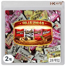 에이치케이마켓 크라운 해태 미니 초코바 네가지맛 28개입 (키커바 자유시간3종), 240g, 2개