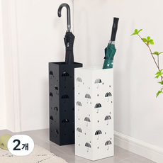 레디박스 튼튼한 철제 사각 스탠드 대형 우산꽂이, 화이트, 2개