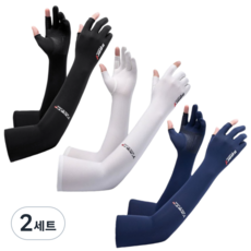 마이빌 심리스 손가락 쿨토시 자외선차단 스포츠 골프 등산 낚시 남여공용, 2세트, 네이비