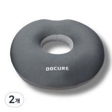 도큐어 메모리폼 기능성 원형 도넛방석, 그레이, 2개