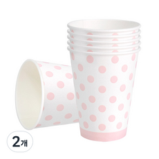 피플스파티 파티컵 240ml 라인도트 18P, 2개, 18개, 핑크