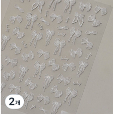 샵글로벌 복고풍 원사 리본 네일스티커 빈티지 스타일 네일장식, 2개, 백색 원사리본네일스티커