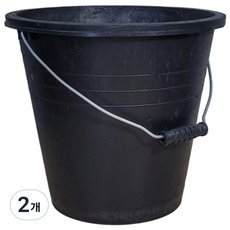 고무 바게스 양동이 손잡이장착포함, 2개, 검정색