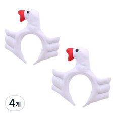 리빙듀오 파티 머리띠 인생네컷 소품 생일 할로윈 놀이공원, 4개, 오리날다머리띠화이트