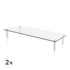 엔산마운트 MR-061 강화유리 모니터받침대 심플 선반 화이트스탠드, 혼합색상, 2개