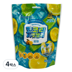 제주 코코리 샤벳젤리 유자 콜라겐 비타민C 저칼로리 간식, 400g, 4박스