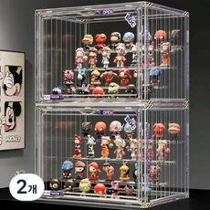 스트라이프 투명 피규어 케이스 레고 진열장 가방 보관함 아크릴 장식장 36x27x23cm, 2개, 줄무늬.
