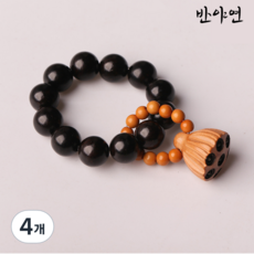 반야연 백단향 손가락 염주 반지 연꽃 장식 불교 기도용품, 4개, 흑단향