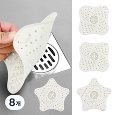 부즈푸 실리콘하수구망 머리카락 거름망 하수구거름덮개, 화이트, 8개