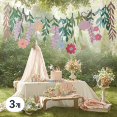 어브레스 파티 가랜드 결혼식 생일 브라이덜 샤워 장식 양면 데코 장식, 3개, 01 플라워가든