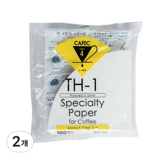 카펙 종이필터 TH1 - 4컵 라이트 로스트 화이트 핸드드립 여과지 3~4인용 - 화이트 100p, 2개, 100개입 2개, 100개입