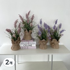 맨드라미 56cm 미니 조화 꽃 화분 장식 세트 포토존 만들기 카페 홈카페 셀프 DIY 인테리어 플랜테리어, 2개, 퍼플