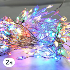 아리조명 LED 미리내 와이어 지네 전구 크리스마스 장식 줄 조명 6M 15M, 2개, 실버코팅_4색칼라, 200구 (6M)