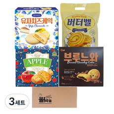 대용량과자 청우 유자치즈케익+브루느와쿠키+그랑쉘사과+오성 버터벨, 3세트, 1000g