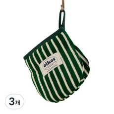 오이코스 테리 타월 주방장갑(1P) 국산 패브릭 부드러운촉감 키친글러브, 그린, 3개