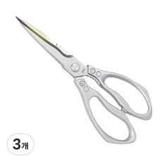 SEWEEK 초강력 다용도 스테인레스 가위 생선 닭뼈 싹뚝 캠핑 6in1 3Cr14 주방가위, 3개, 실버