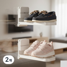 중문 신발정리대 스텐, 화이트, 2개