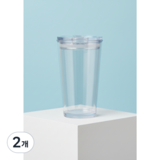 누누리빙 리유저블 투명컵 텀블러 휴대용 물컵 보틀 국내생산 16온즈 친환경에코젠, 2개, 470ml, 투명