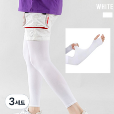 홈더핀 쿨토시 팔+다리세트 골프 야외작업 운전 스포츠 햇빛차단 냉감 팔토시 다리토시, 3세트, 화이트