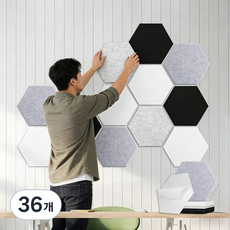 Tixpra 게시판 알림판 환경판 접착식 방음판 원룸 오피스텔 아파트 정사각형 방음판 흡음재, 36개, 그레이 블루