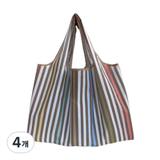휴대용 접이식 장바구니 에코백 라지 대형 빅사이즈 쇼퍼백, 혼합 레인보우 스트라이프, 4개