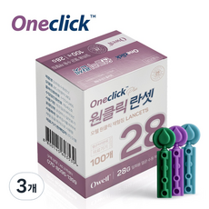 오웰 원클릭 사혈 채혈침 일회용 수동랜싯 28G, 3개, 100개입