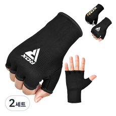 링사이드코리아 RDX 이너 복싱핸드랩 / 목장갑 대체 겔없음 mma 이지핸드랩 1쌍, 2세트, 화이트/블랙