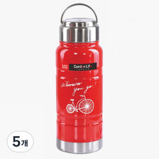 BSI 보온보냉 텀블러 손잡이 대용량 스텐 보온병 보냉병, 레드, 5개