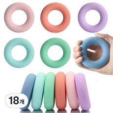 실리콘 도넛 악력기 6종 세트, 혼합색상, 18개