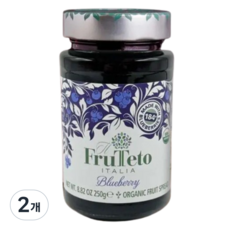 포도즙으로 만든 유기농 블루베리잼 무설탕잼 프루테토, 2개, 250g