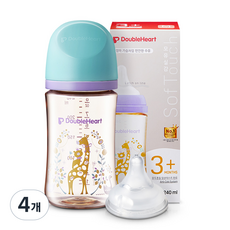 더블하트 모유실감 3세대 PPSU 디어프렌즈 젖병, 블루밍가든(M 젖꼭지포함), 4개, 240ml