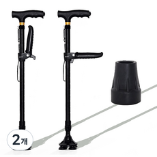 안전인증적합 세레누스 네발 지팡이 어르신, 2개, 블랙