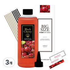 더허브샵 특대용량 디퓨저 리필오일, 블랙체리, 1000ml, 3개