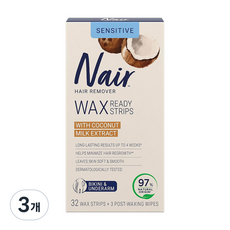 네어 민감성 겨드랑이&비키니라인 32+3매 왁싱스트립(브라질리언 왁싱), 3개