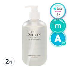퓨어솜 베이비 키즈 민감성 보습 아토 케어 순수 샴푸앤바스, 2개, 500ml