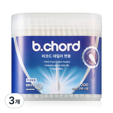 비코드 데일리 순면 100% 프리미엄 면봉, 3개, 200개입