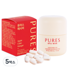 퓨어스 사과식초 애사비 애플 사이다 비니거 타블릿 알약 60정, 36g, 5박스